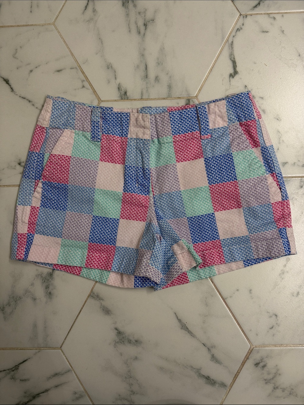 Vineyard Vines Pastel Patchwork Checked Women's Shorts